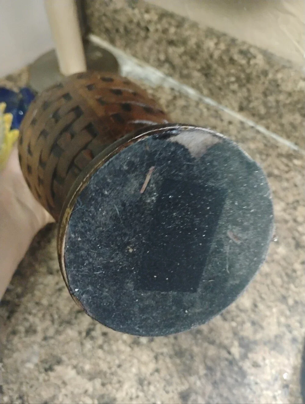 Tall Black and Brown Woven-Pattern Vase
